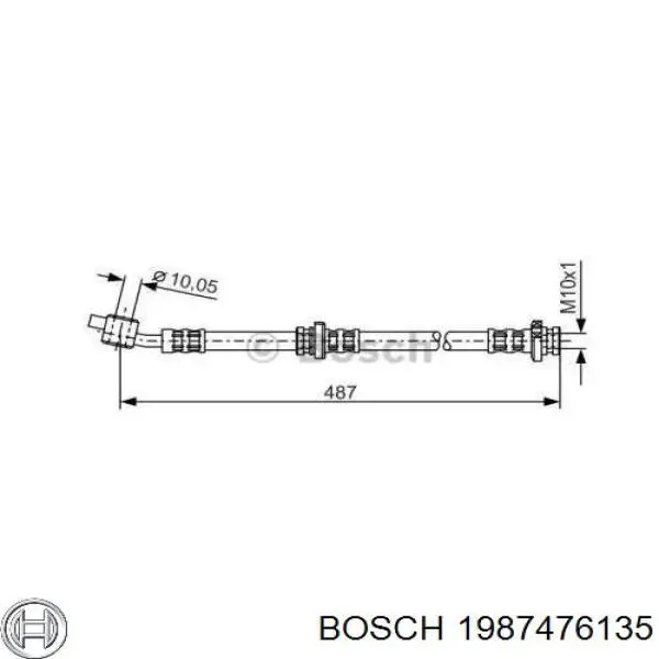 Шланг тормозной передний левый 1987476135 Bosch