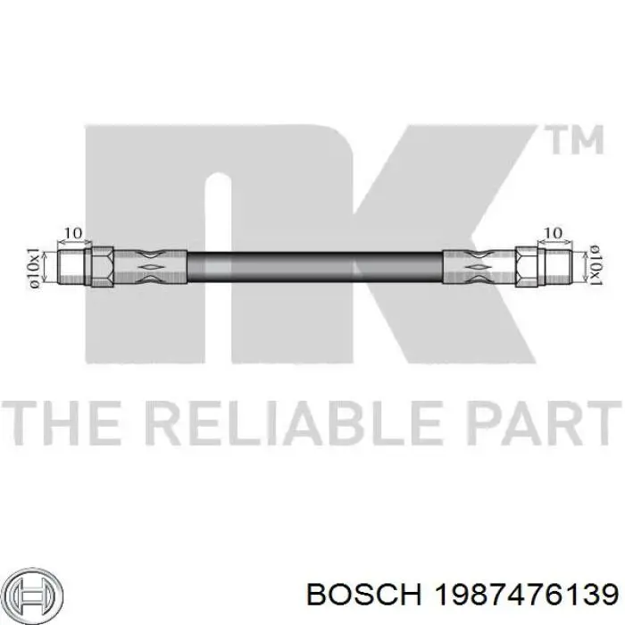 Шланг тормозной передний Bosch 1987476139 цена, от 12.69 USD