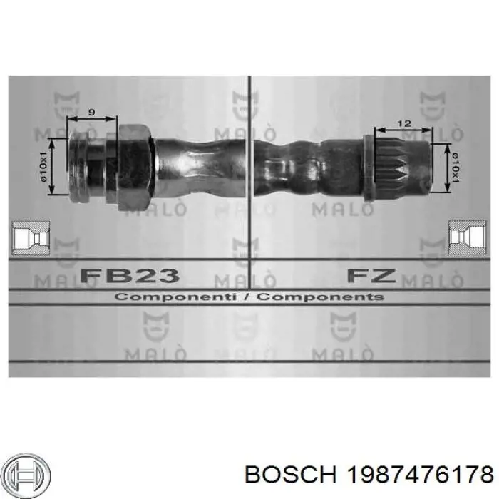 Тормозной шланг задний Bosch 1987476178 цена, от 6.60 USD