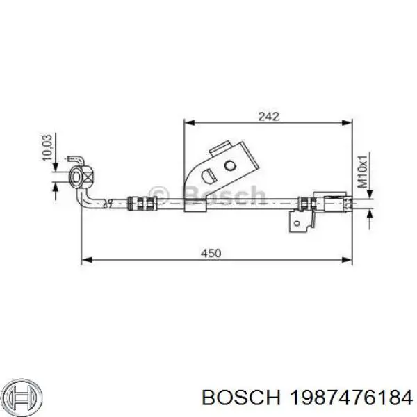 Шланг тормозной передний левый 1987476184 Bosch