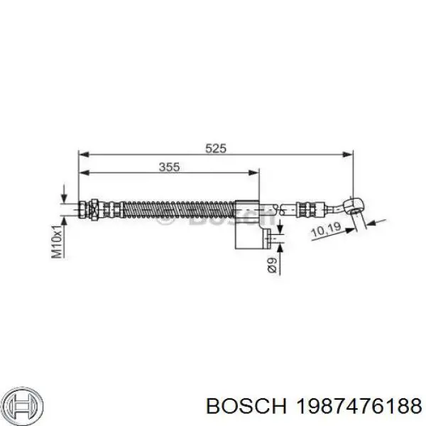Шланг тормозной передний левый Bosch 1987476188