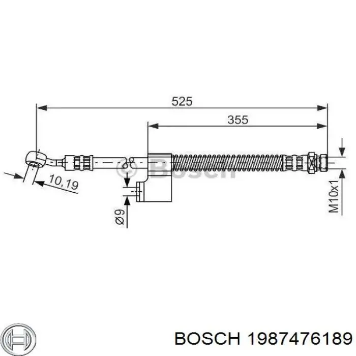 1 987 476 189 Bosch шланг тормозной передний правый