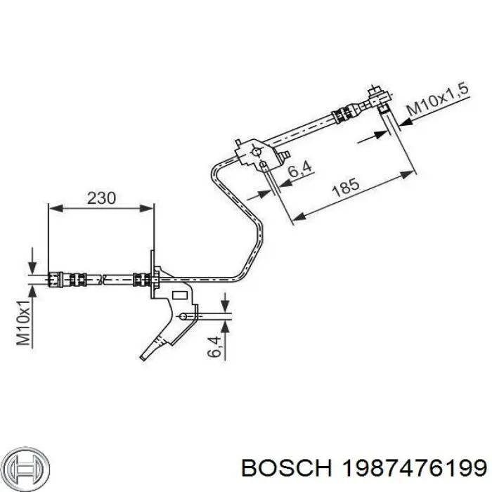 Шланг тормозной задний левый Bosch 1987476199