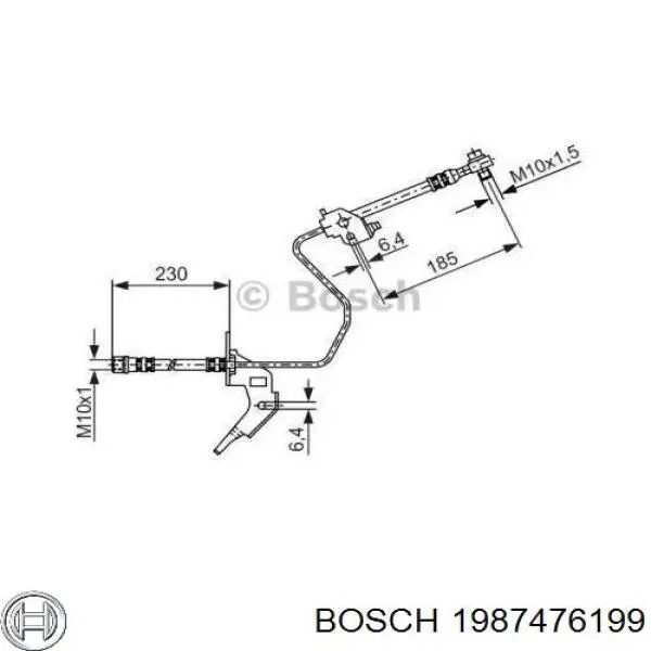 Tubo flexible de frenos trasero izquierdo 1987476199 Bosch