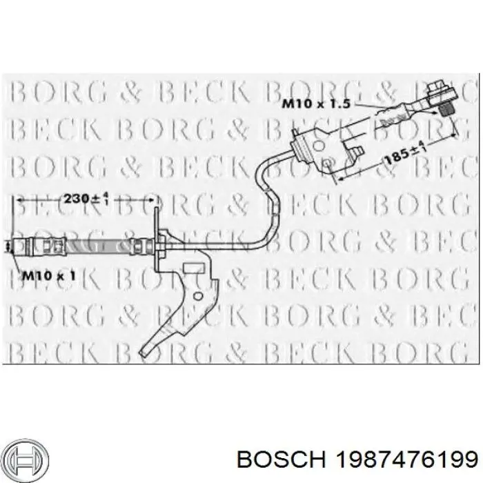 Купить 1987476199 Bosch Шланг тормозной задний левый