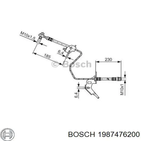 1987476200 Bosch шланг тормозной задний правый