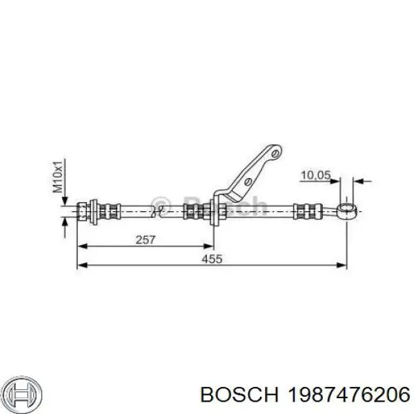 Шланг тормозной передний левый 1987476206 Bosch