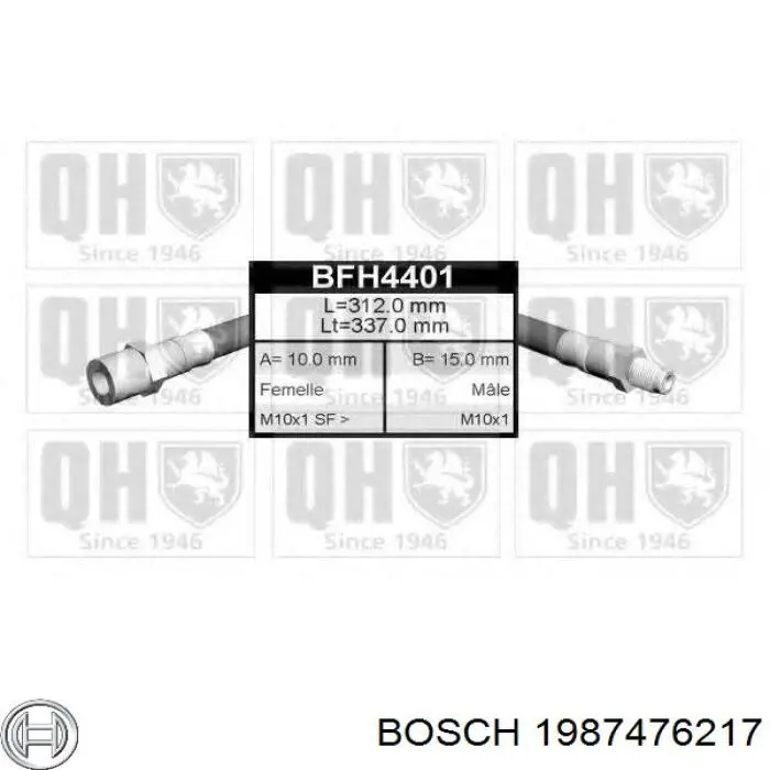 Купить 1987476217 Bosch Шланг тормозной передний