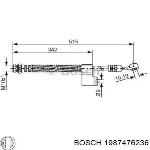 Шланг тормозной передний левый 1987476236 Bosch