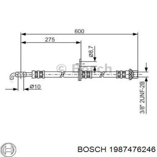 Шланг тормозной передний левый Bosch 1987476246