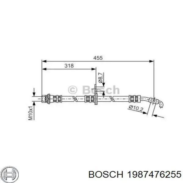 1987476255 Bosch шланг тормозной передний правый
