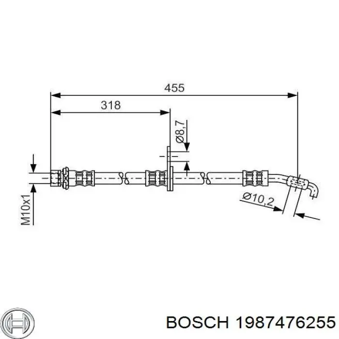 Tubo flexible de frenos delantero derecho 1987476255 Bosch