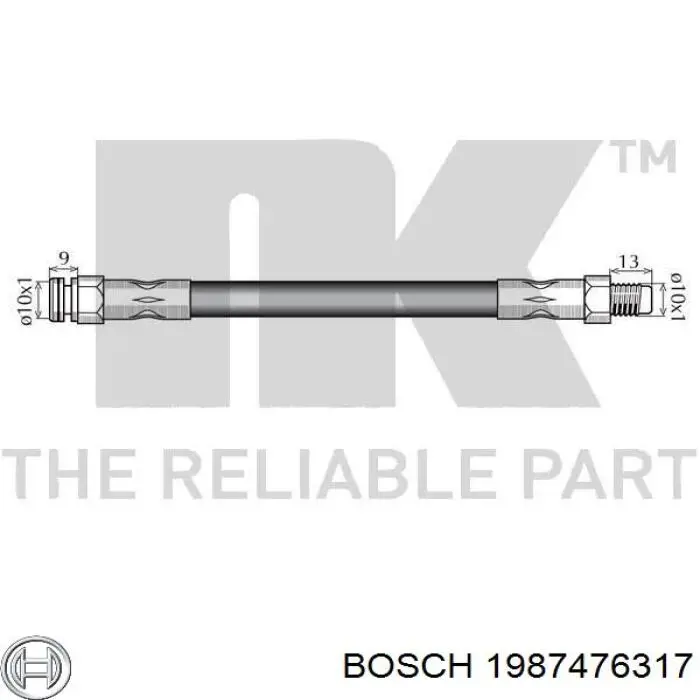 Шланг тормозной передний Bosch 1987476317 цена, от 7.09 USD