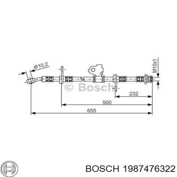 Шланг тормозной передний правый 1987476322 Bosch