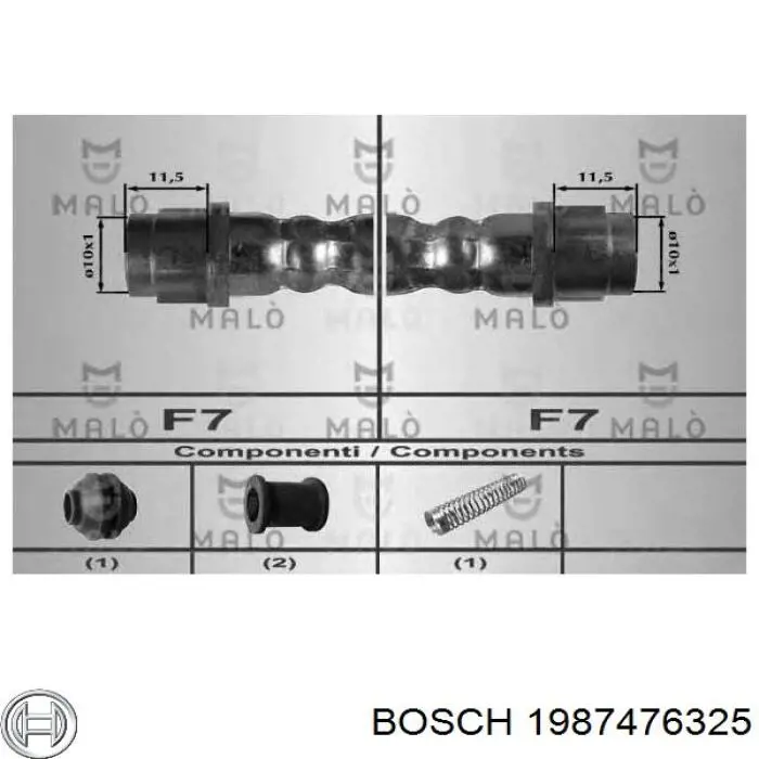 Шланг тормозной передний Bosch 1987476325 цена, от 17.41 USD