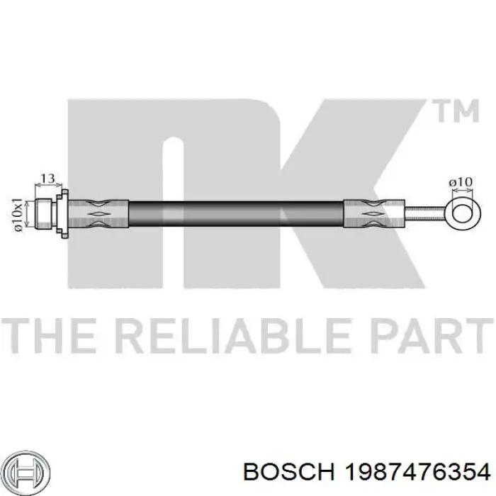 Шланг тормозной передний Bosch 1987476354 цена, от 18.08 USD