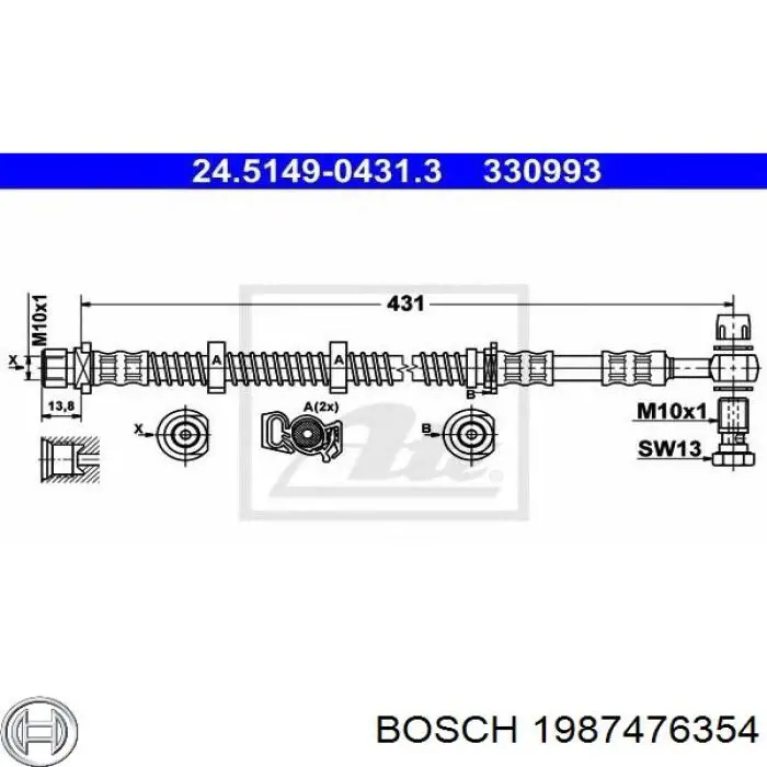 Latiguillo de freno delantero 1987476354 Bosch