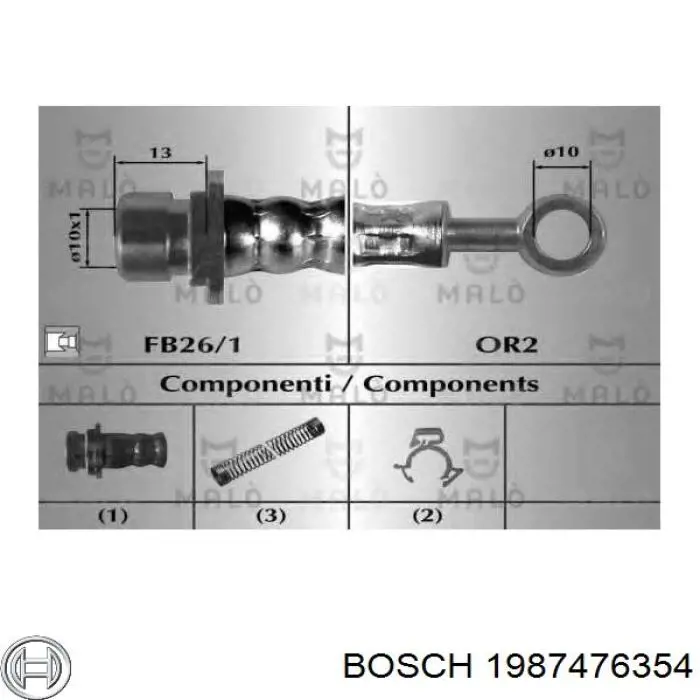 Шланг тормозной передний Bosch 1987476354
