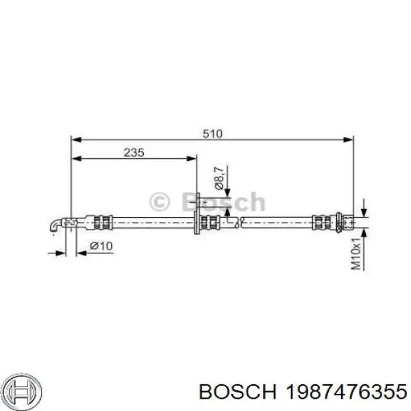 1987476355 Bosch шланг тормозной передний левый