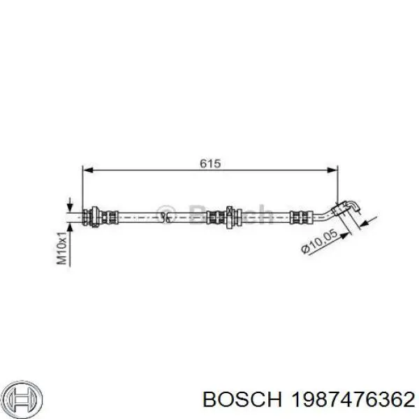 1 987 476 362 Bosch шланг тормозной передний
