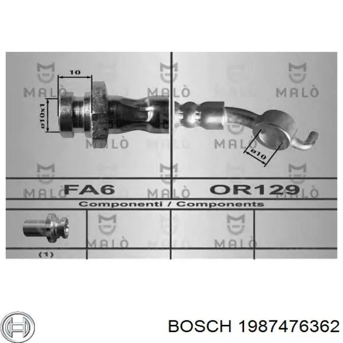 Шланг тормозной передний правый 1987476362 Bosch