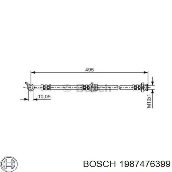 Шланг тормозной задний правый Bosch 1987476399