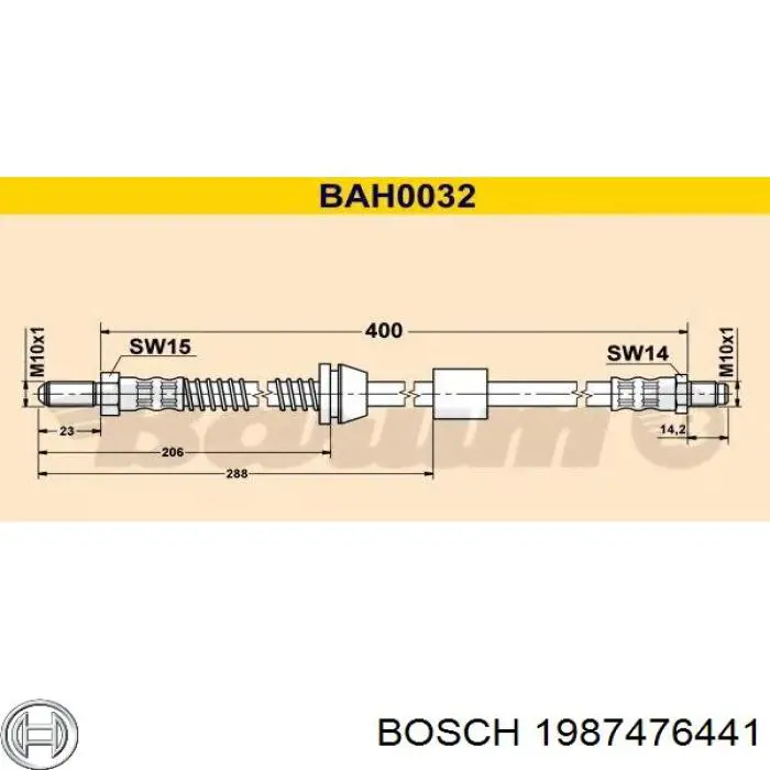 Шланг тормозной передний 1987476441 Bosch