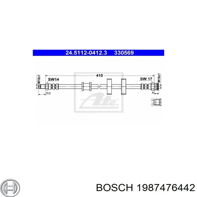 Latiguillo de freno delantero 1987476442 Bosch