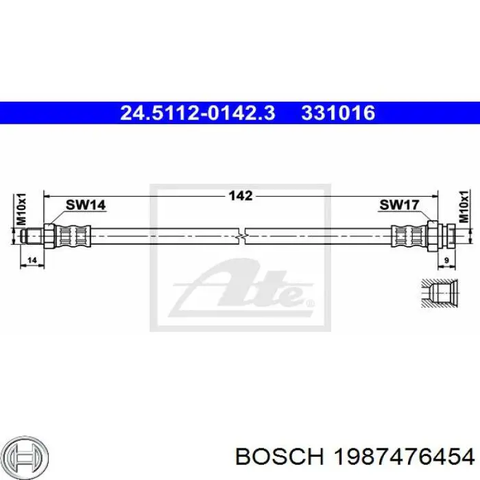 Tubo flexible de frenos trasero 1987476454 Bosch