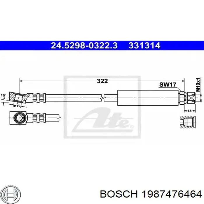 Latiguillo de freno delantero 1987476464 Bosch