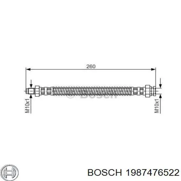 1987476522 Bosch шланг тормозной задний