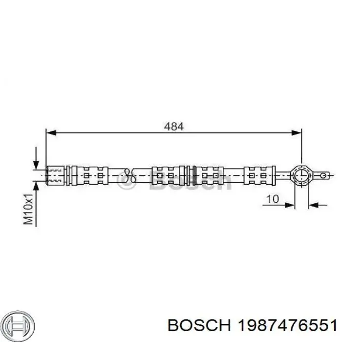 Шланг тормозной передний левый Bosch 1987476551