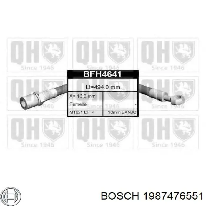 1987476551 Bosch Шланг тормозной левый передний