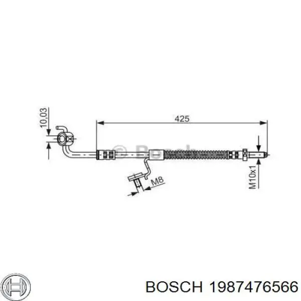 Шланг тормозной передний левый 1987476566 Bosch