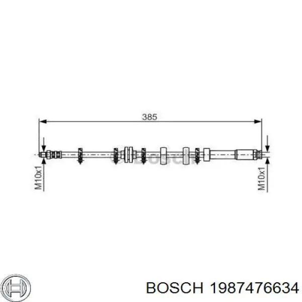 Шланг тормозной передний левый 1987476634 Bosch