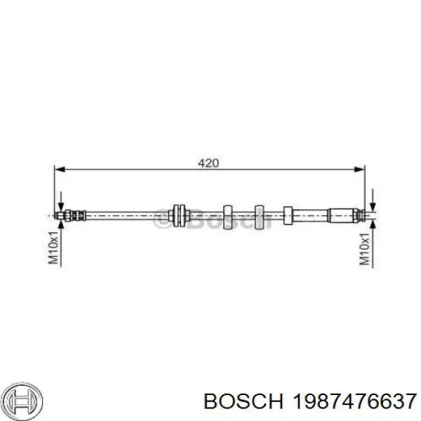 Шланг тормозной передний правый 1987476637 Bosch