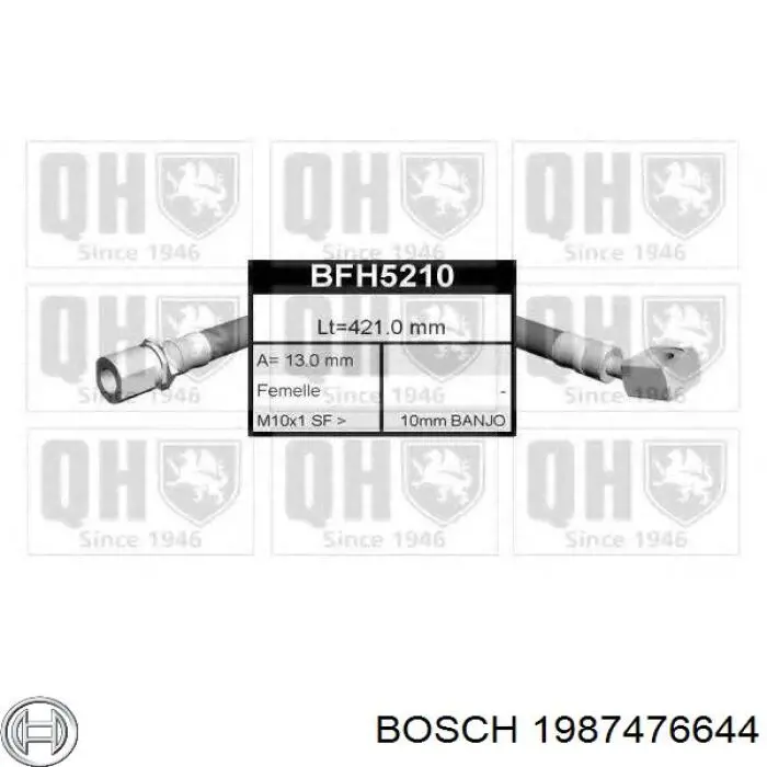 Шланг тормозной передний Bosch 1987476644 цена, от 14.04 USD