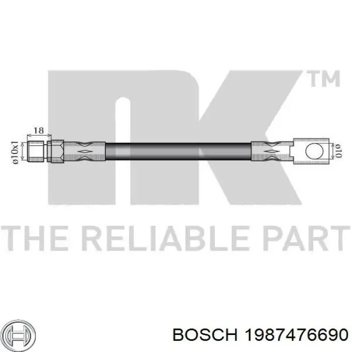 1987476690 Bosch Гибкая тормозная трубка передняя