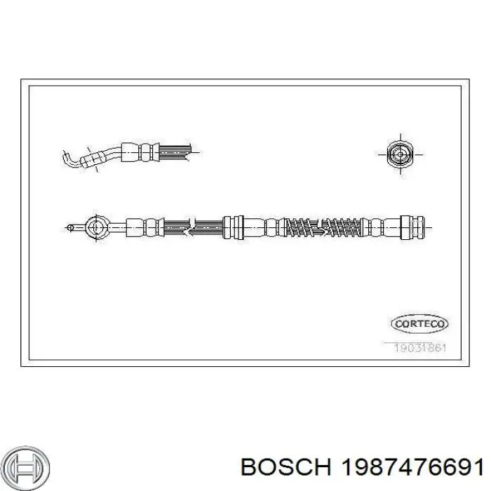 1987476691 Bosch Гибкая тормозная трубка передняя