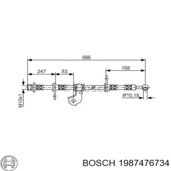 1 987 476 734 Bosch шланг тормозной передний левый