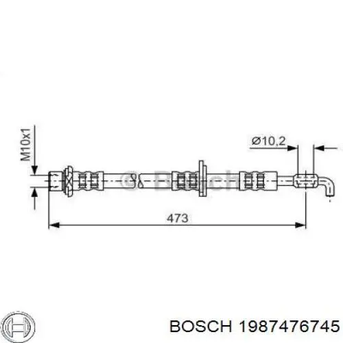 Шланг тормозной передний левый 1987476745 Bosch