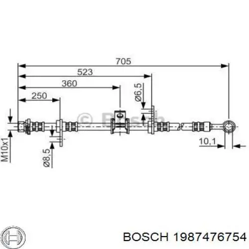 1987476754 Bosch шланг тормозной передний правый
