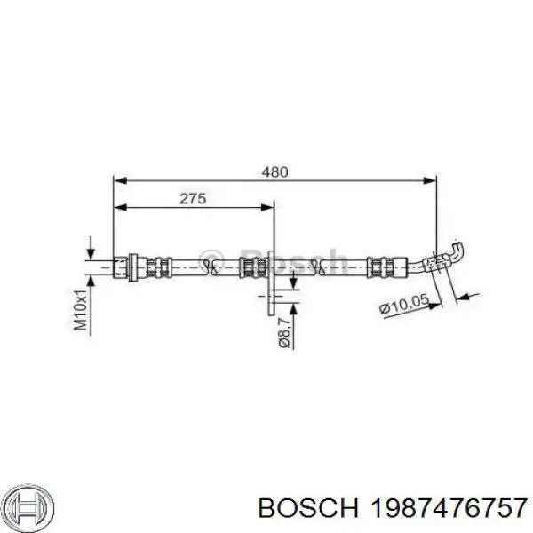 1987476757 Bosch шланг тормозной передний правый