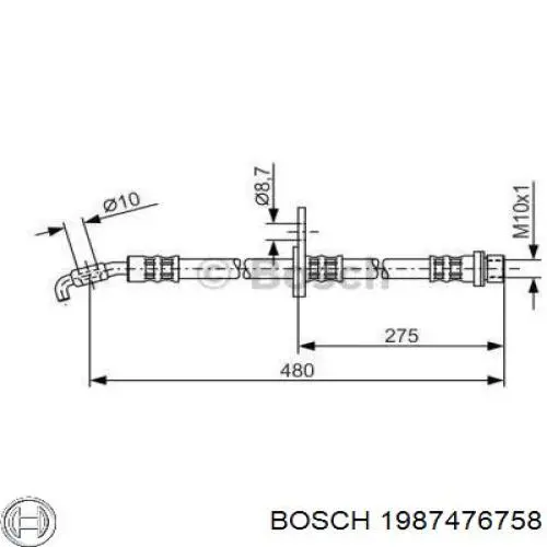 Шланг тормозной передний левый 1987476758 Bosch