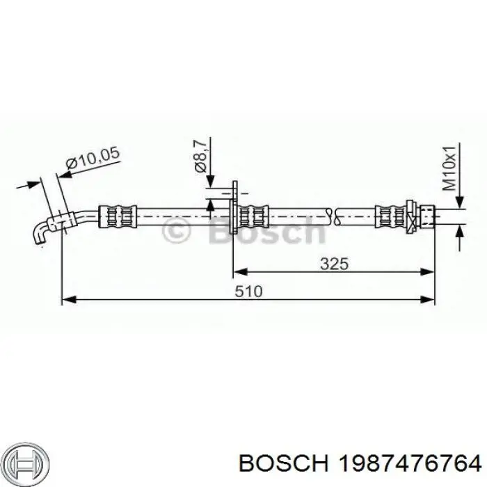 1987476764 Bosch шланг тормозной передний левый