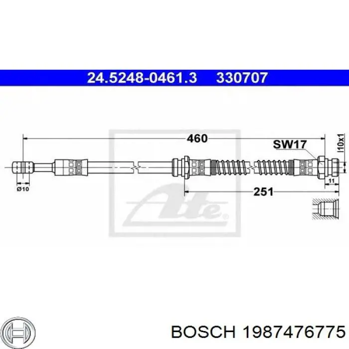Latiguillo de freno delantero 1987476775 Bosch