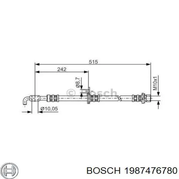 Шланг тормозной передний правый 1987476780 Bosch