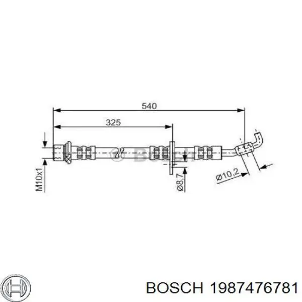 1987476781 Bosch шланг тормозной передний правый