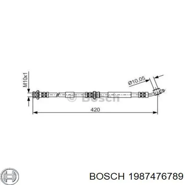 Шланг тормозной передний правый Bosch 1987476789