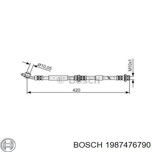 Шланг тормозной передний левый Bosch 1987476790